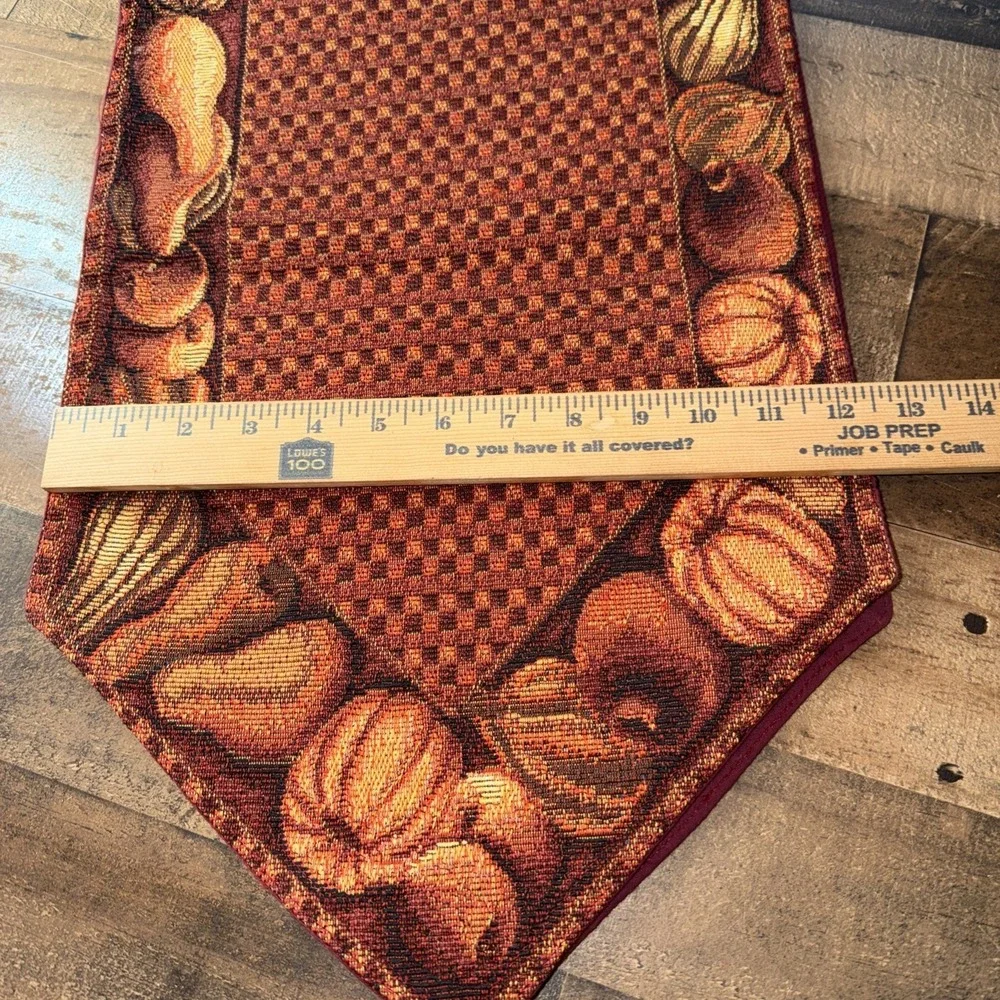Tapestry Table Runner Harvest Pumpkin Fall Thanksgiving Decor Woven Tassel 13x72